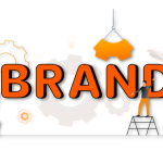 Brand awareness concept illustratie met merknaam, logo en bekendheid bij consumenten voor bedrijfsgroei