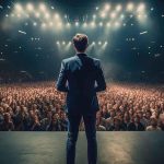 Professionele dagvoorzitter leidt een congres met energieke presentatie en publieksbetrokkenheid